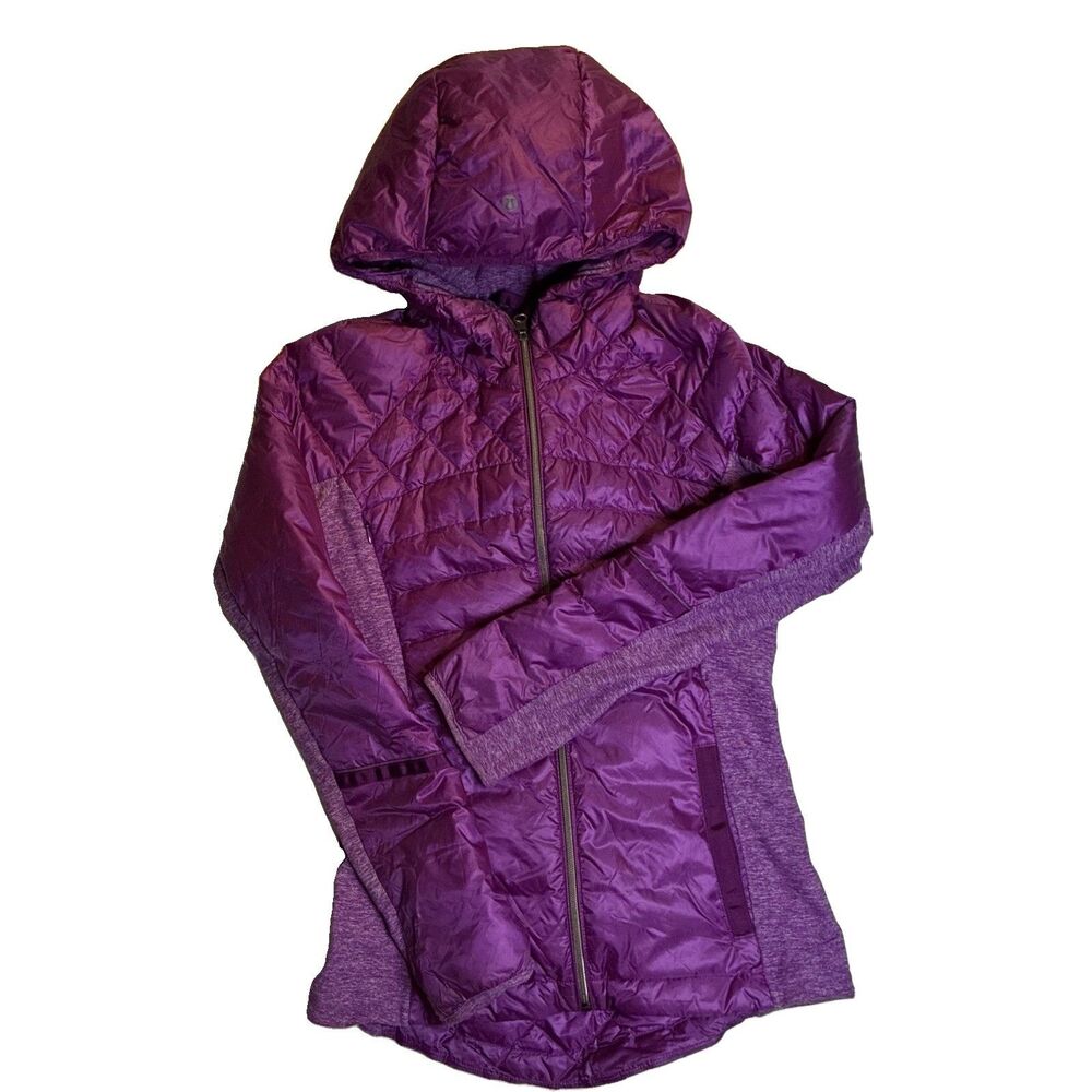 Lululemon Down For A Run Jacket Women’s 6 Purple Hooded Insulated Zip